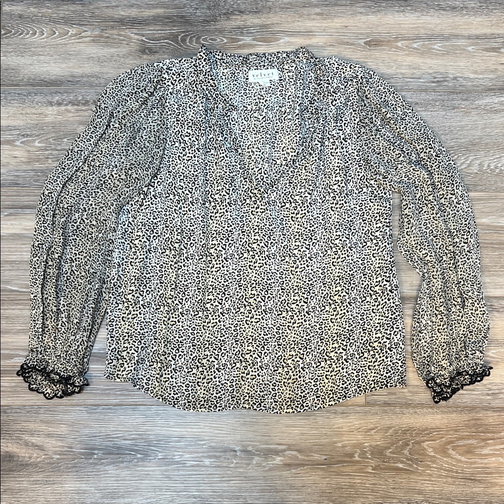 Anthropologie-Velvet By Graham and Spencer leopard print top.